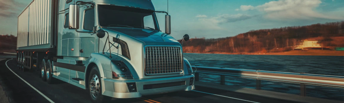 Truck driving down highway